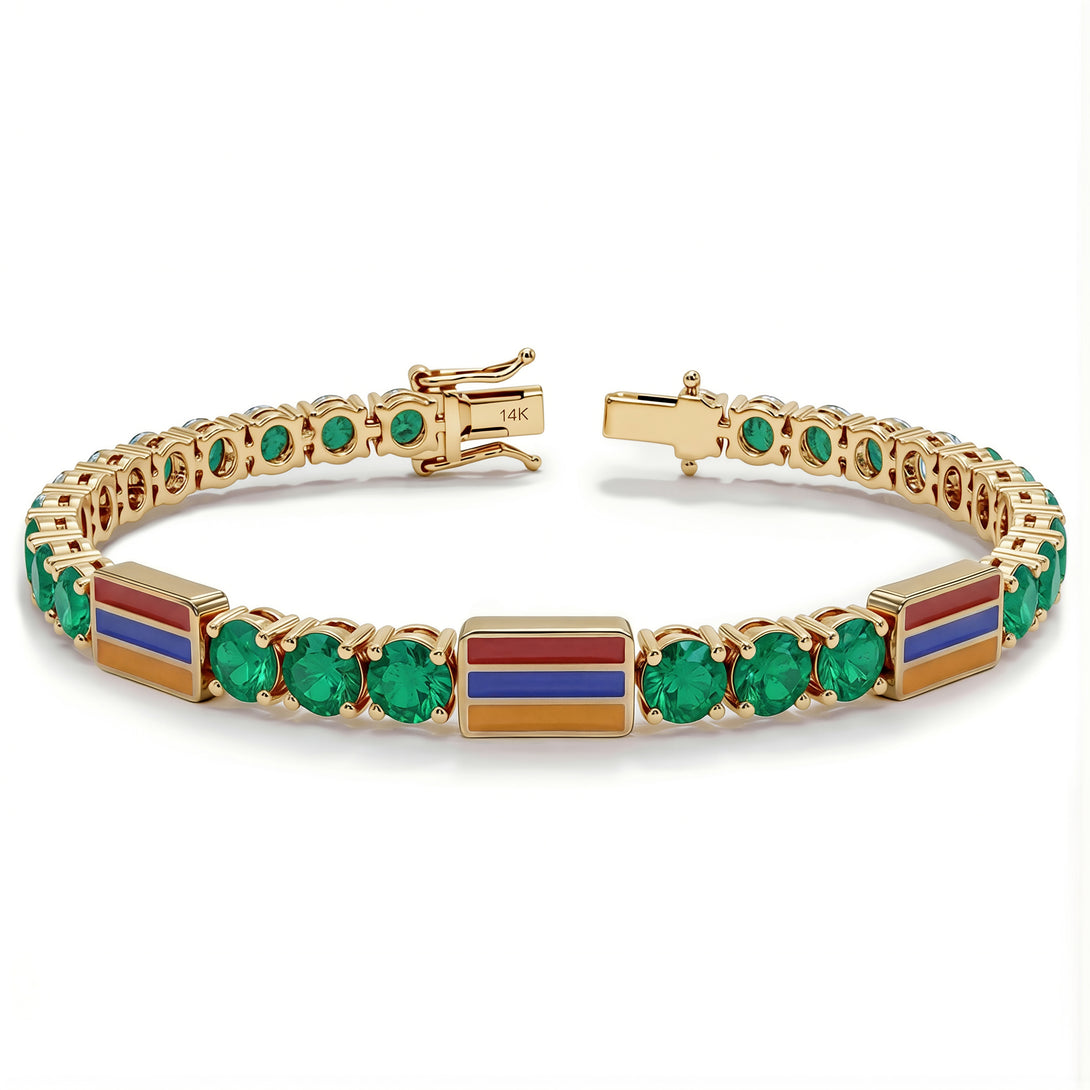 Emerald Tennis Bracelet with Armenia Flag no. 4