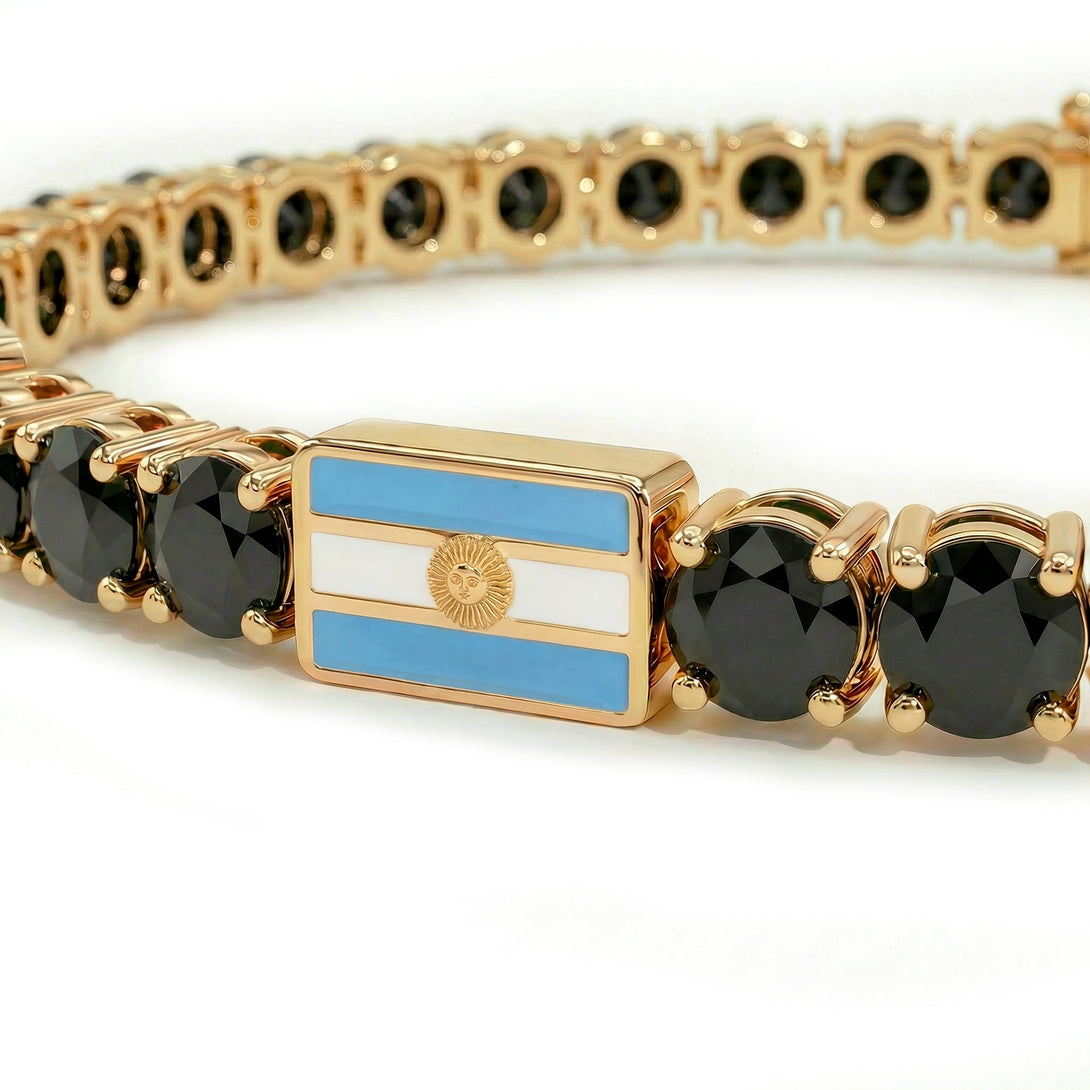 Black Diamond Tennis Bracelet with Argentina Flag no. 7