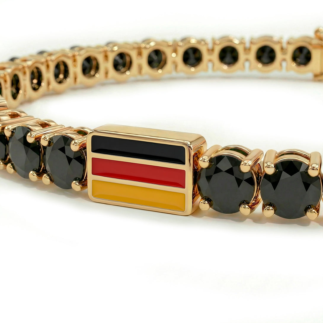 Black Diamond Tennis Bracelet with Germany Flag no. 7