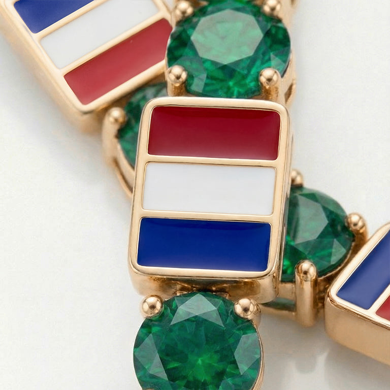 Emerald Tennis Bracelet with France Flag no. 4