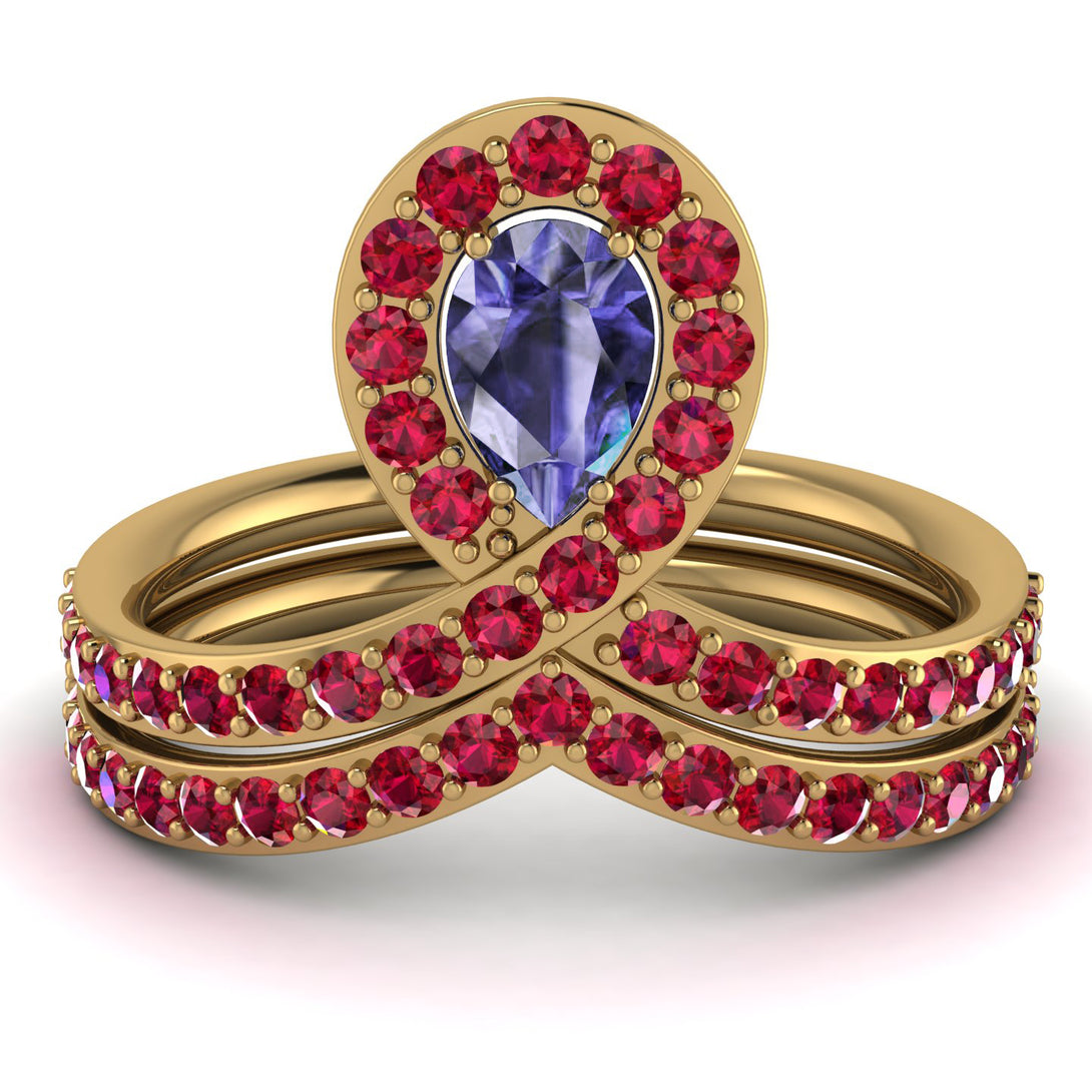 Tanzanite Pear Shape Stacking Bridal Set - Emilia No. 210