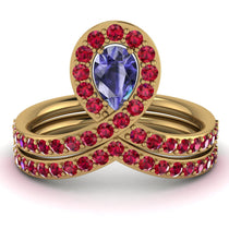 Tanzanite Pear Shape Stacking Bridal Set - Emilia No. 210 image 1