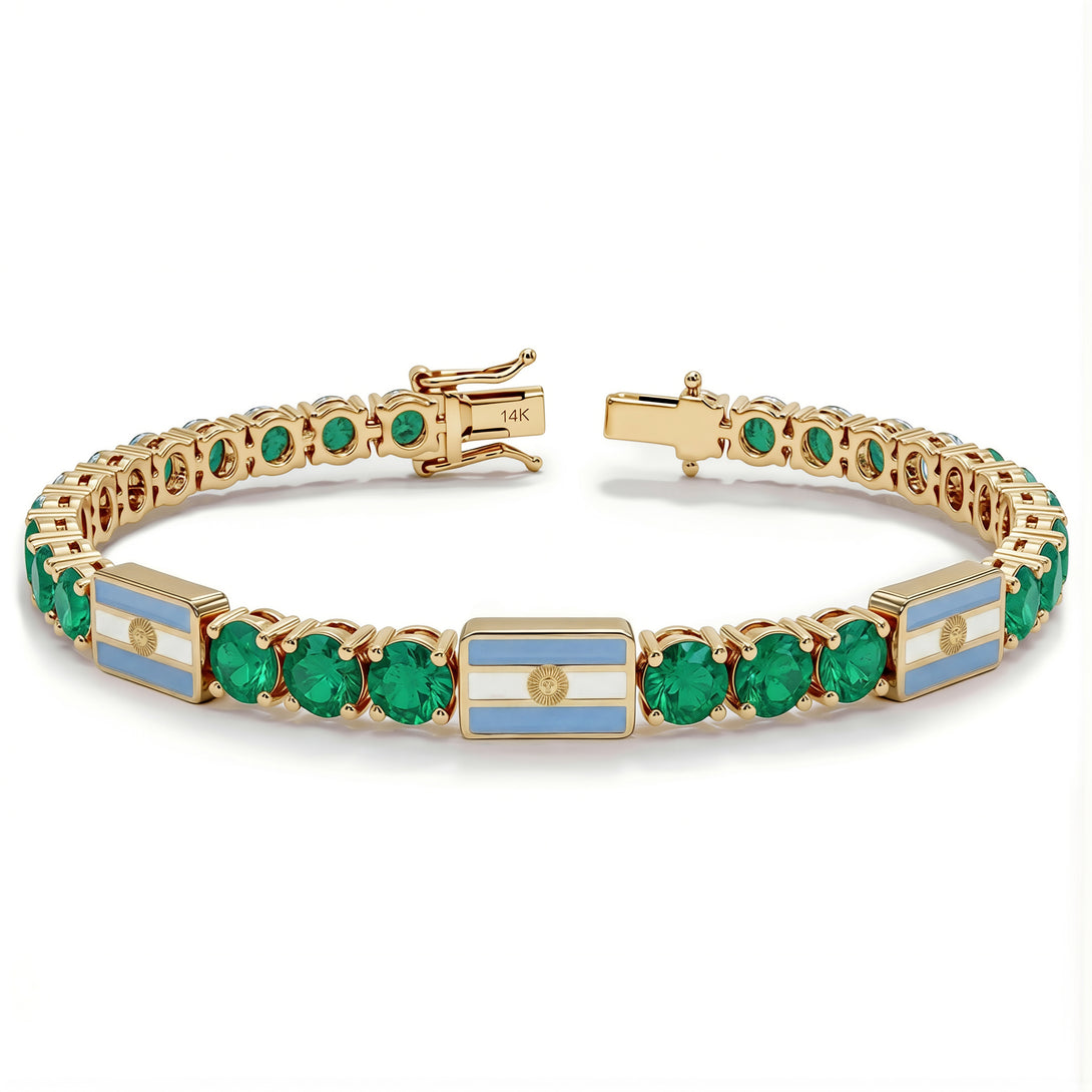 Emerald Tennis Bracelet with Argentina Flag no. 4