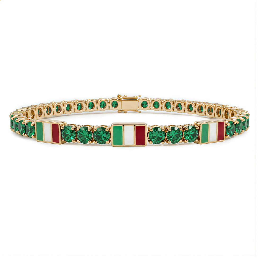 Emerald Tennis Bracelet with Italy Flag no. 4