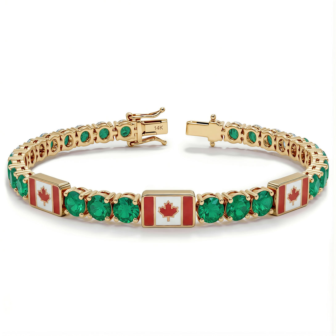 Emerald Tennis Bracelet with Canada Flag no. 4