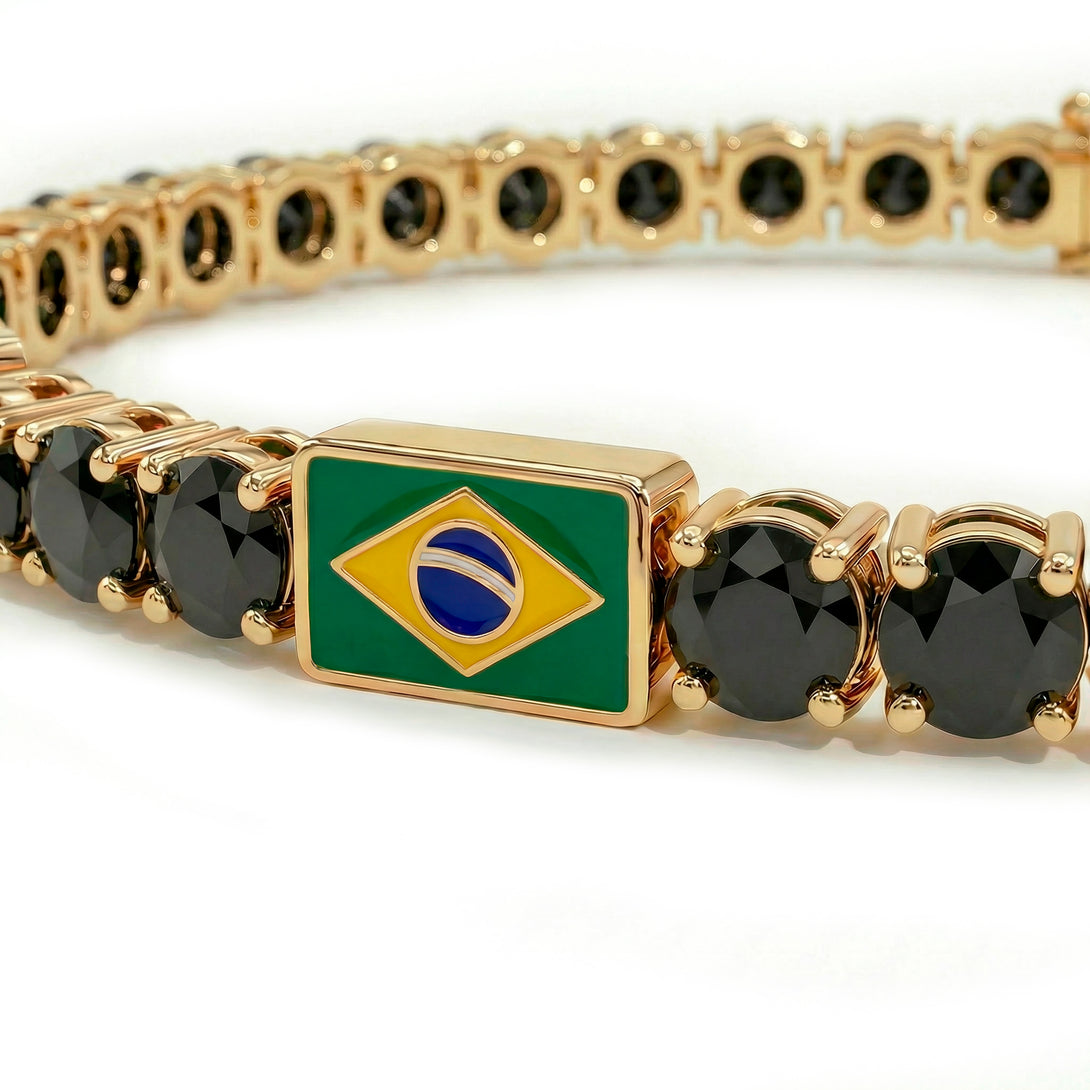 Black Diamond Tennis Bracelet with Brazil Flag no. 7