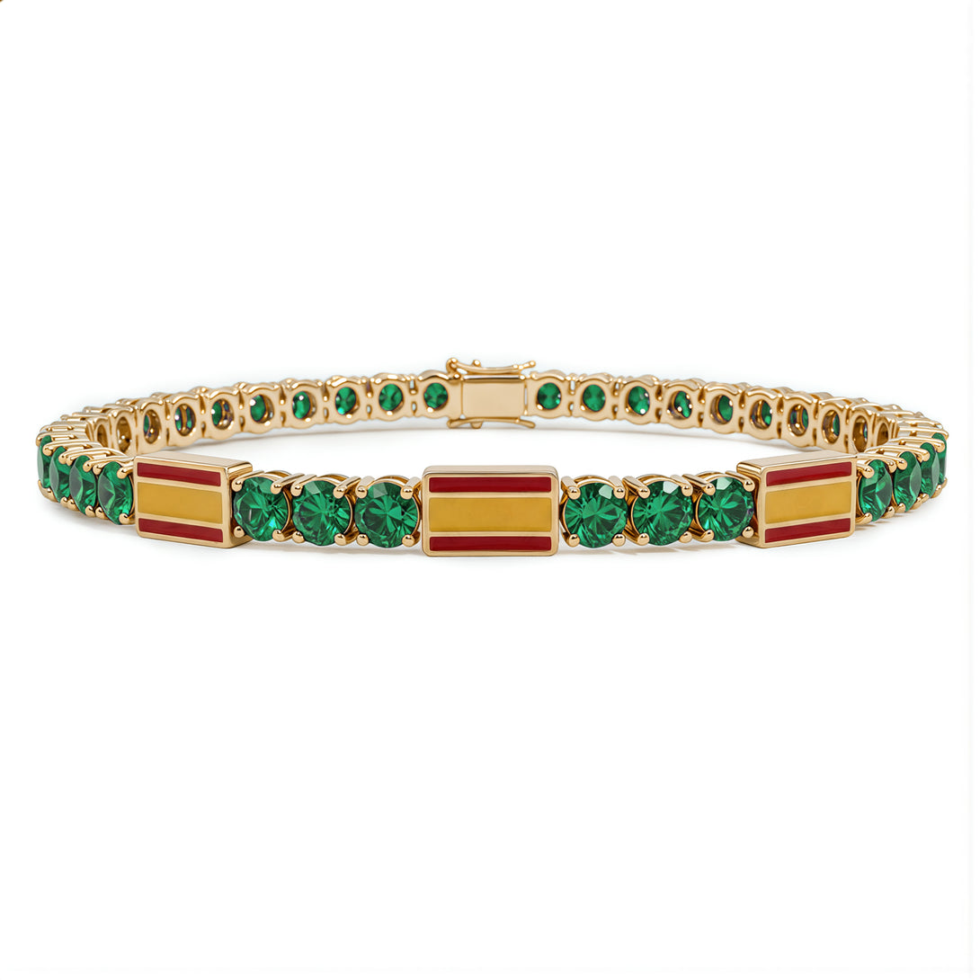 Emerald Tennis Bracelet with Spain Flag no. 4