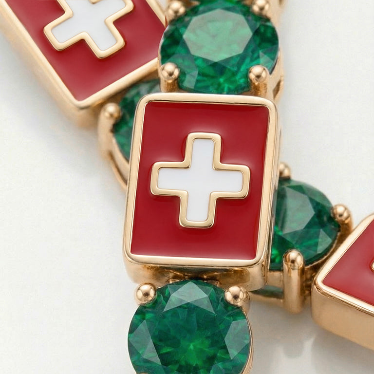 Emerald Tennis Bracelet with Switzerland Flag no. 4