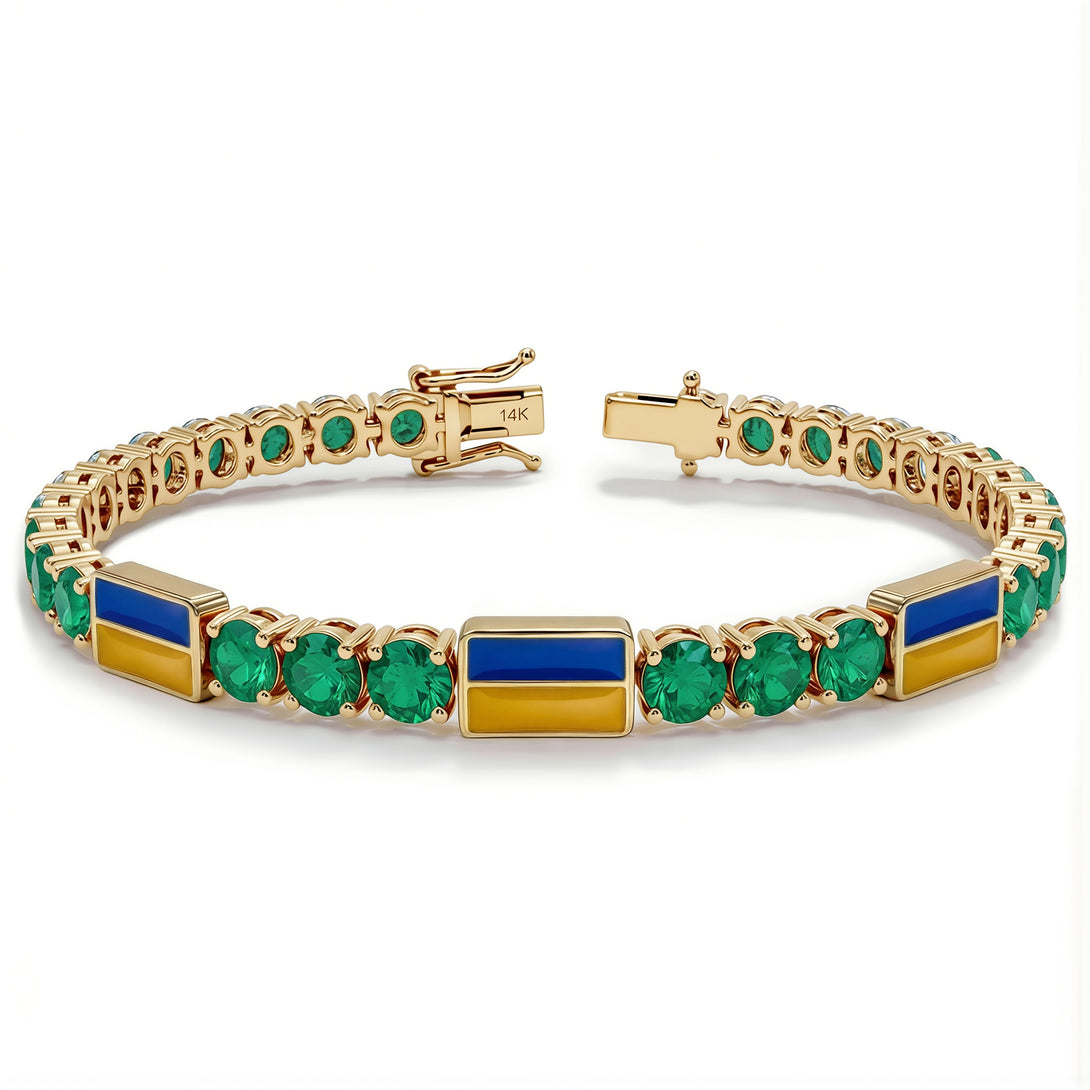 Emerald Tennis Bracelet with Ukraine Flag no. 4