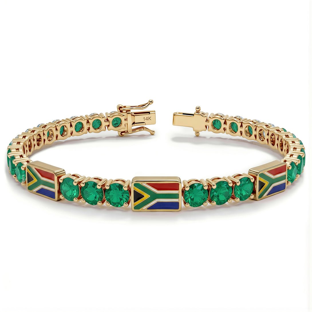 Emerald Tennis Bracelet with South Africa Flag no. 4
