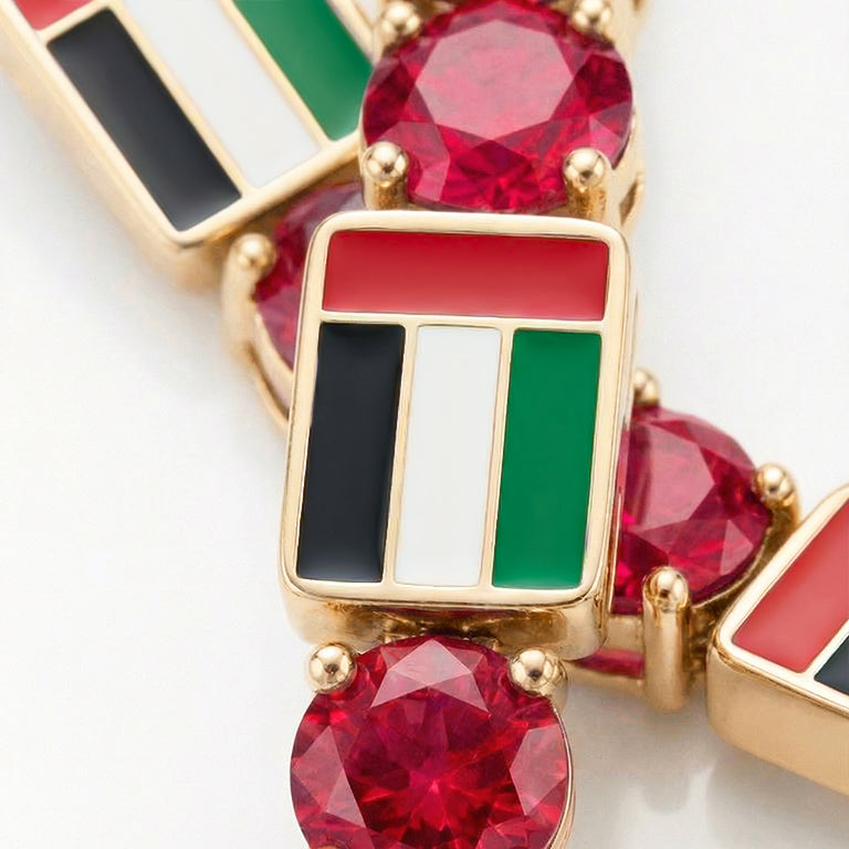 Ruby Tennis Bracelet with United Arab Emirates Flag no. 10