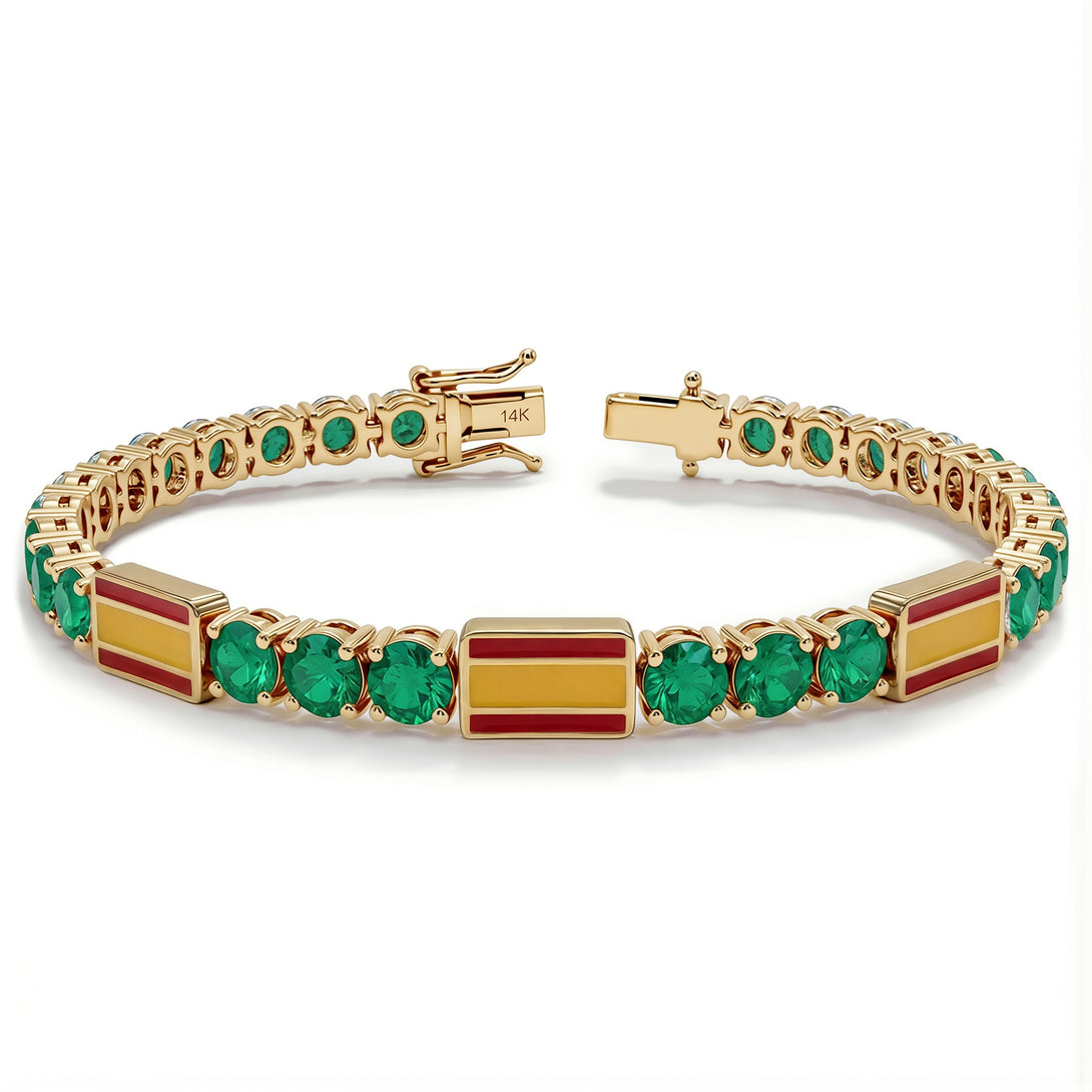Emerald Tennis Bracelet with Spain Flag no. 4