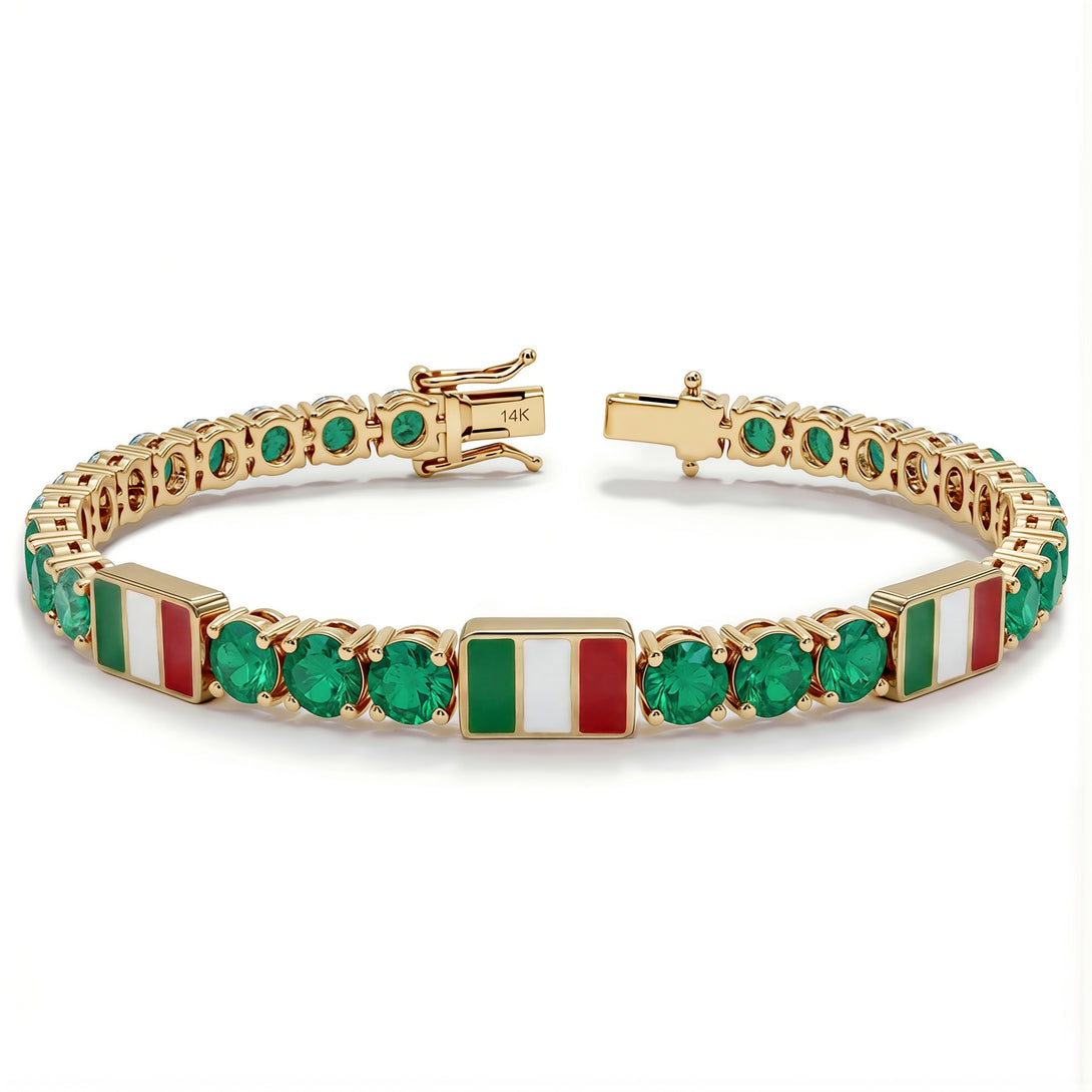 Emerald Tennis Bracelet with Italy Flag no. 4