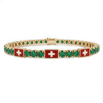 Emerald Tennis Bracelet with Switzerland Flag no. 4 image 1
