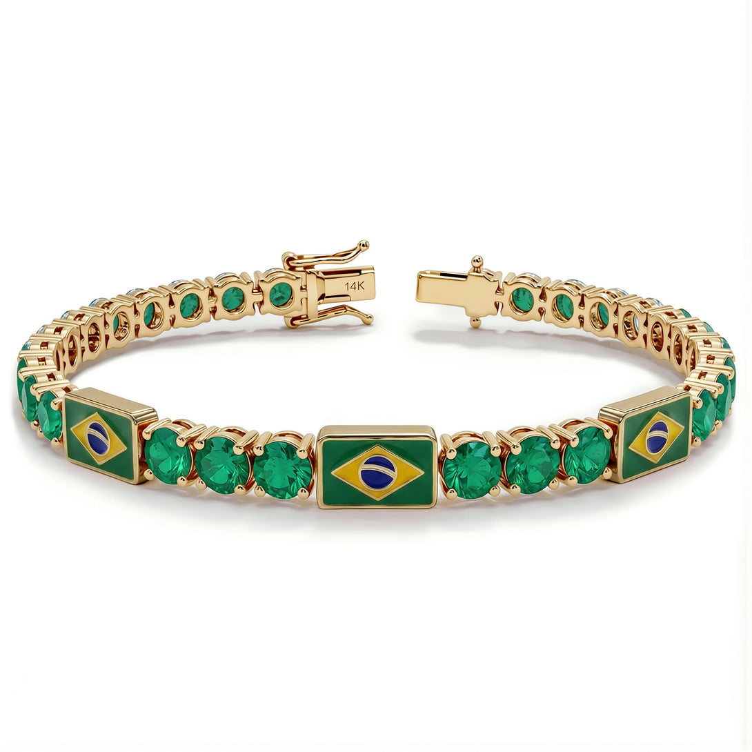 Emerald Tennis Bracelet with Brazil Flag no. 4