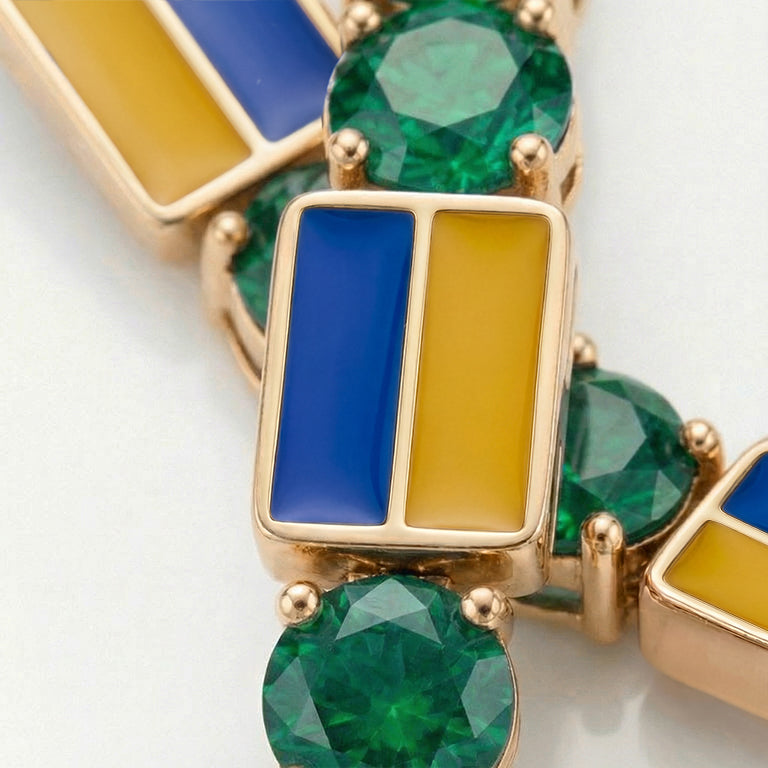 Emerald Tennis Bracelet with Ukraine Flag no. 4