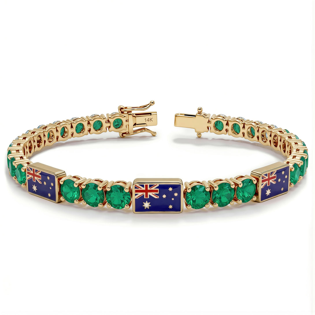 Emerald Tennis Bracelet with Australia Flag no. 4
