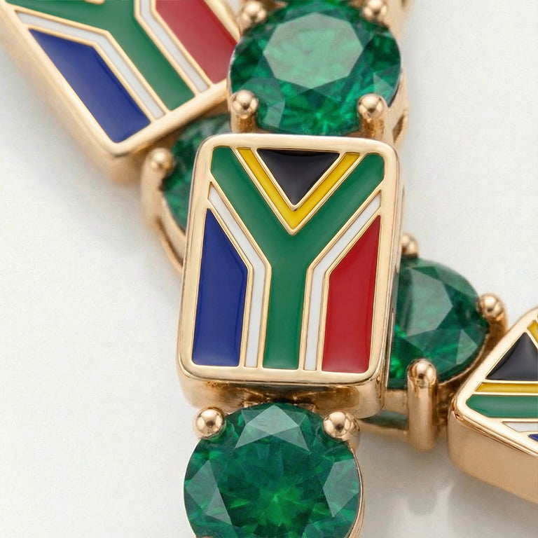 Emerald Tennis Bracelet with South Africa Flag no. 4
