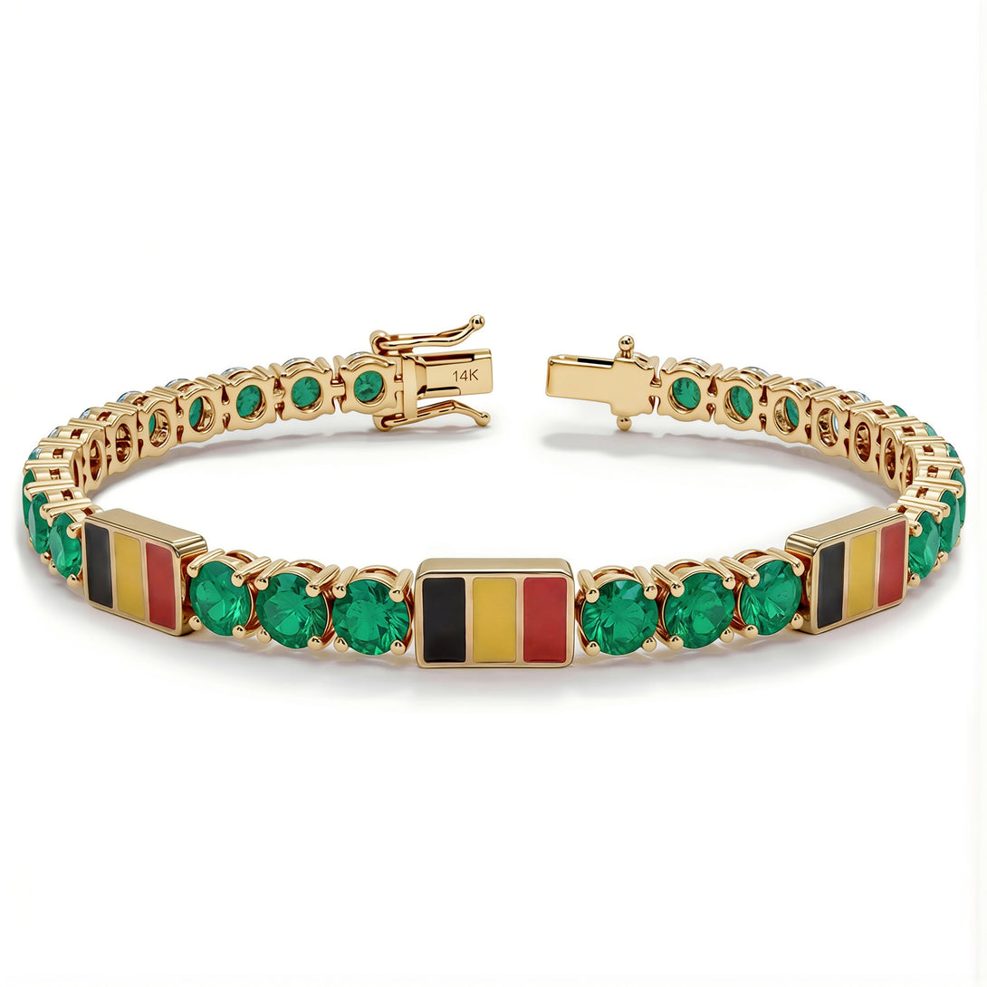 Emerald Tennis Bracelet with Belgium Flag no. 4