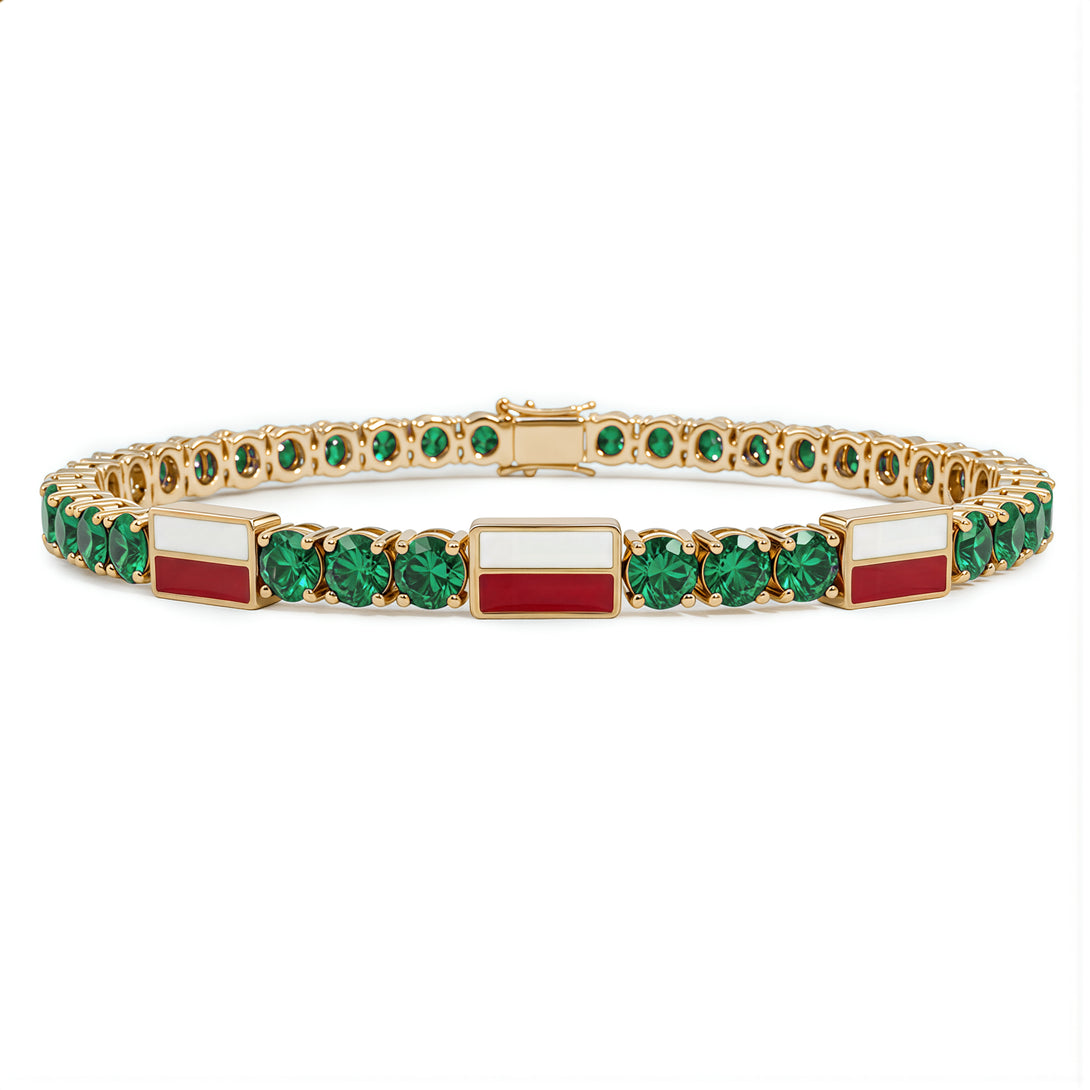 Emerald Tennis Bracelet with Poland Flag no. 4