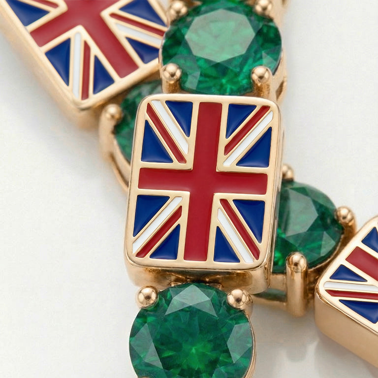 Emerald Tennis Bracelet with United Kingdom Flag no. 4