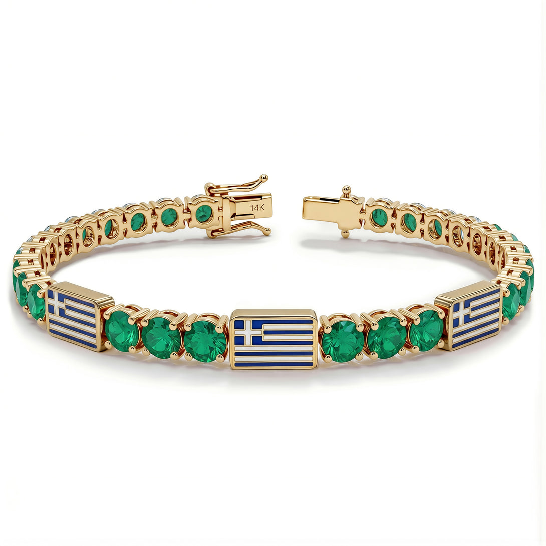 Emerald Tennis Bracelet with Greece Flag no. 4