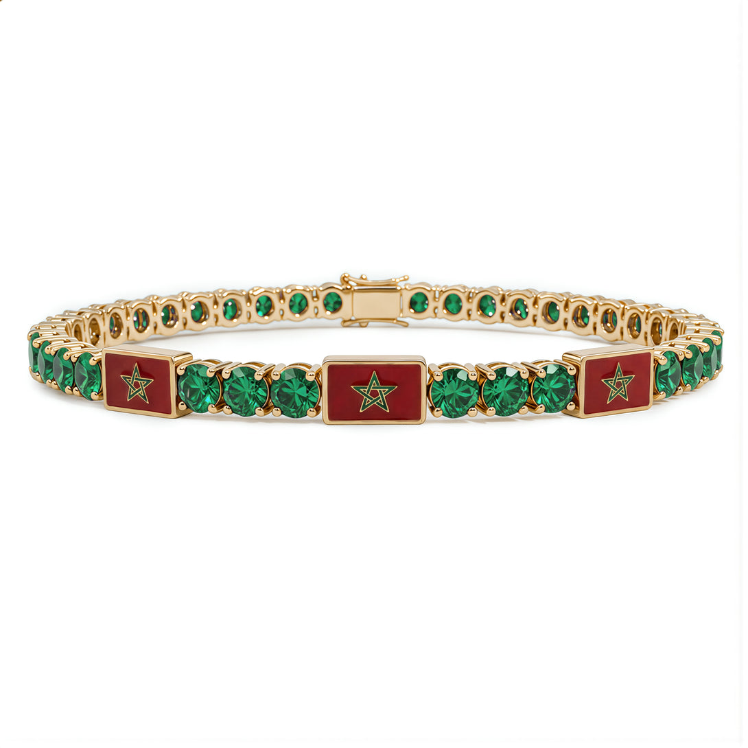 Emerald Tennis Bracelet with Morocco Flag no. 4