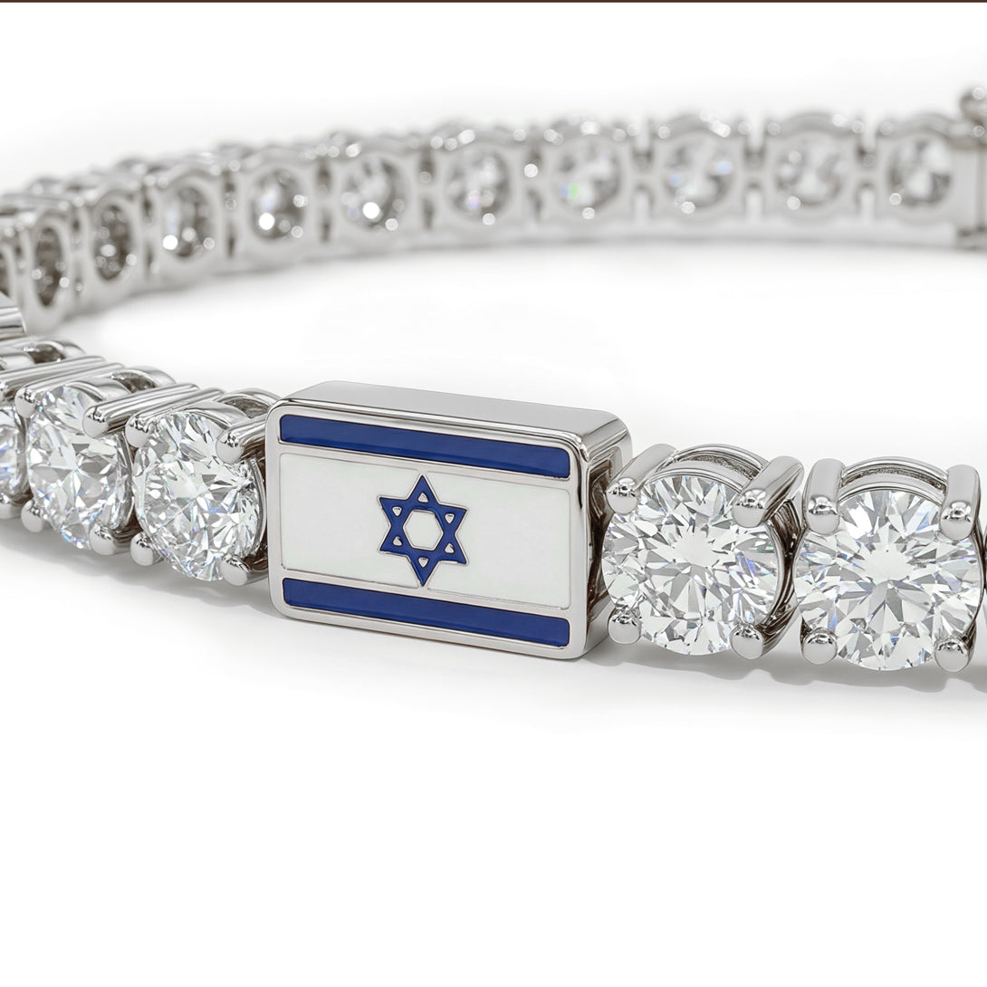 Diamond Tennis Bracelet with Israeli Flag no. 3