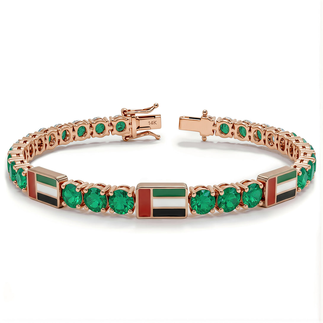 Emerald Tennis Bracelet with United Arab Emirates Flag no. 5