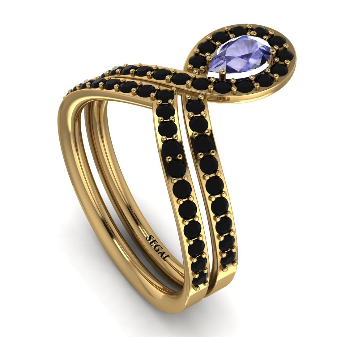 Tanzanite Pear Shape Stacking Bridal Set - Emilia No. 207