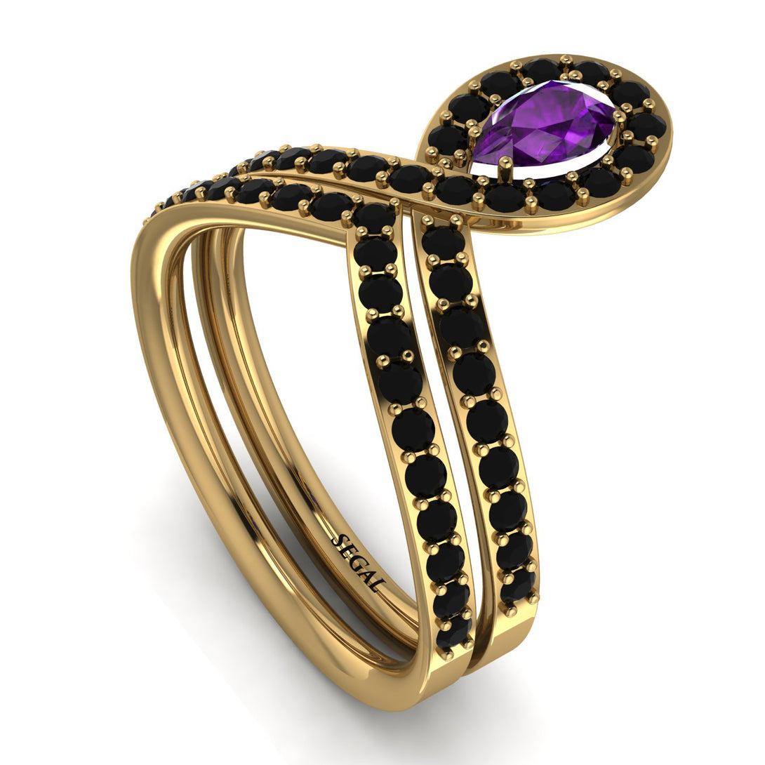 Amethyst Pear Shape Stacking Bridal Set - Emilia No. 307