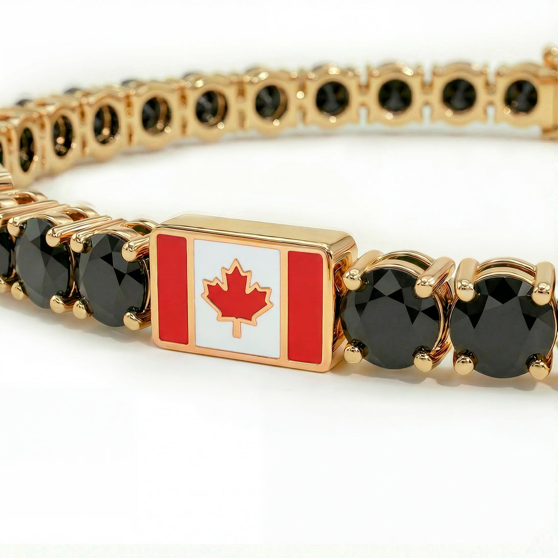 Black Diamond Tennis Bracelet with Canada Flag no. 7