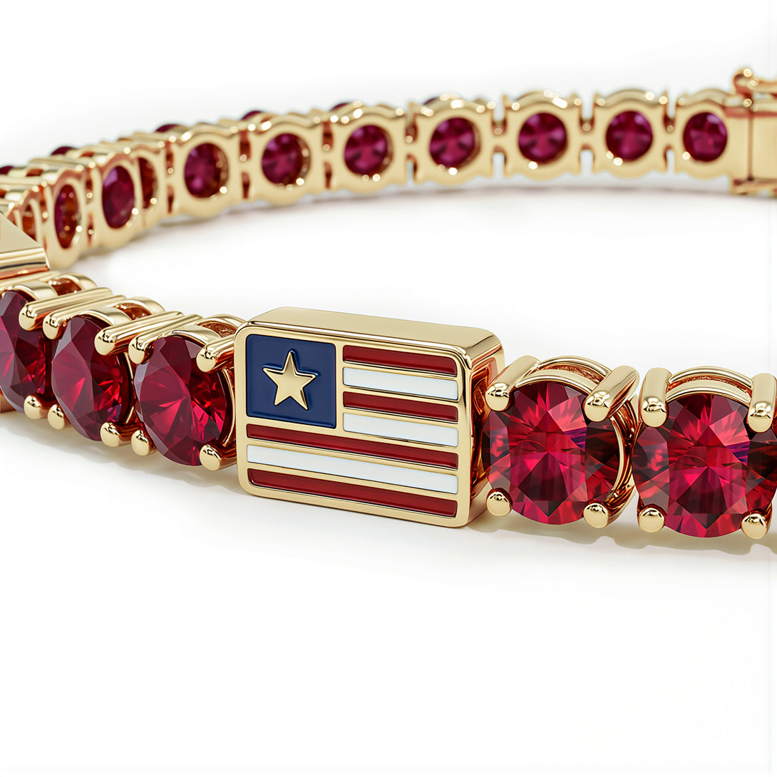 Ruby Tennis Bracelet with United States Flag no. 10