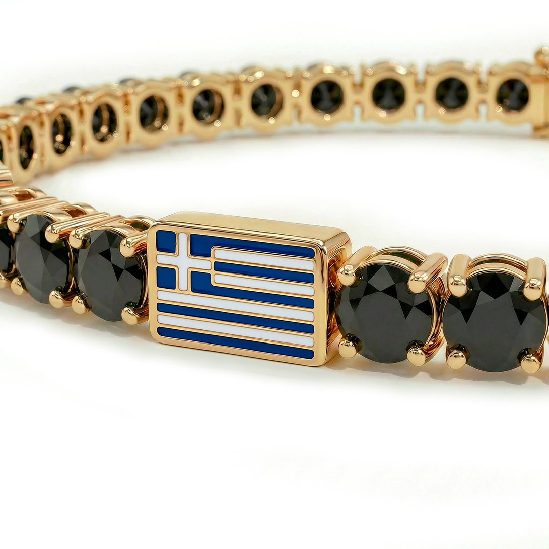Black Diamond Tennis Bracelet with Greece Flag no. 7