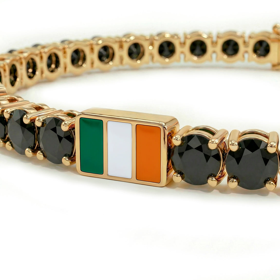 Black Diamond Tennis Bracelet with Ireland Flag no. 7