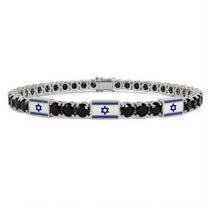 Black Diamond Tennis Bracelet with Israeli Flag no. 9 image 1