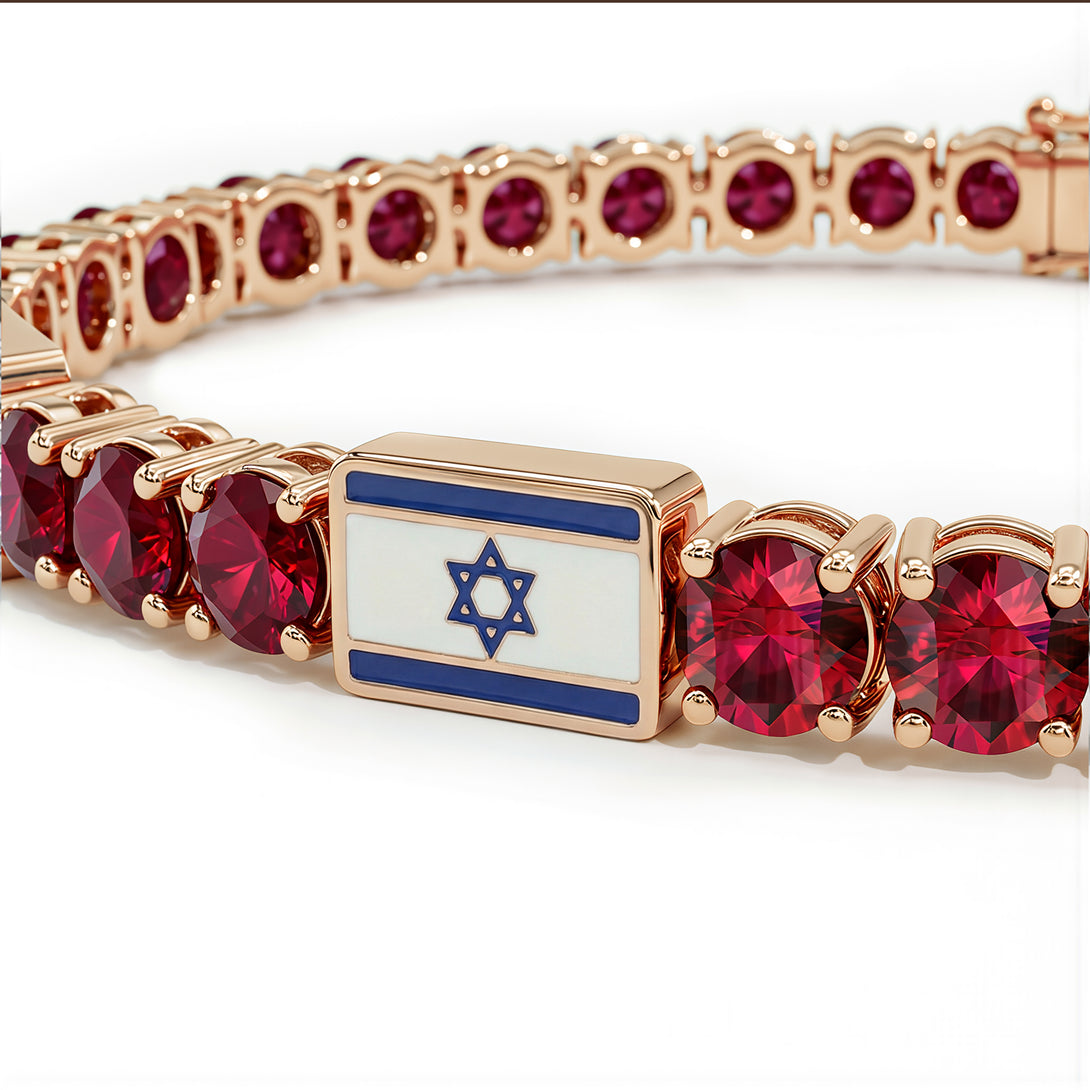 Ruby Tennis Bracelet with Israeli Flag no. 11