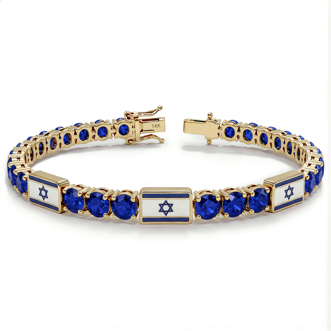 Sapphire Tennis Bracelet with Israeli Flag no. 13