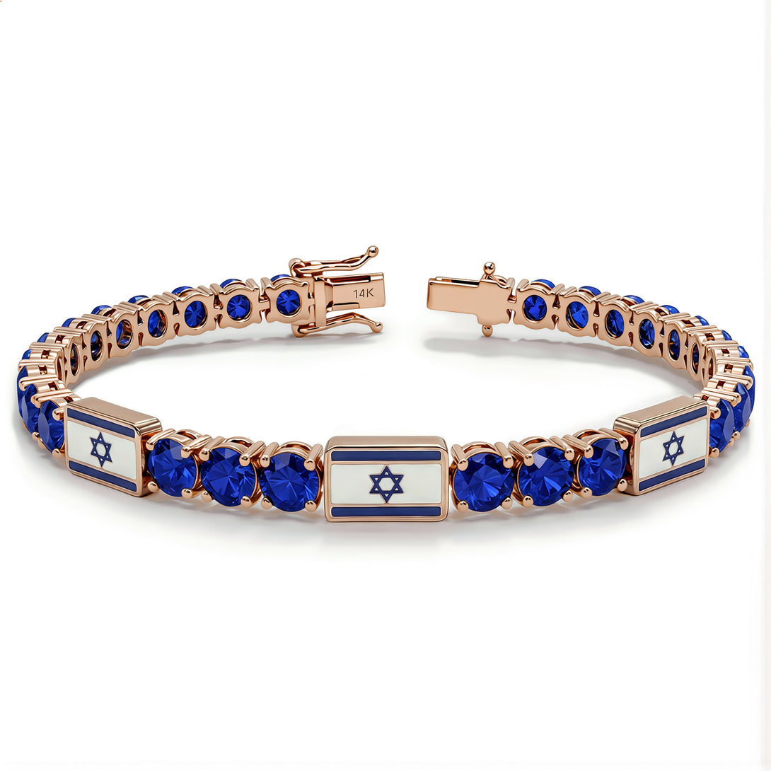 Sapphire Tennis Bracelet with Israeli Flag no. 14