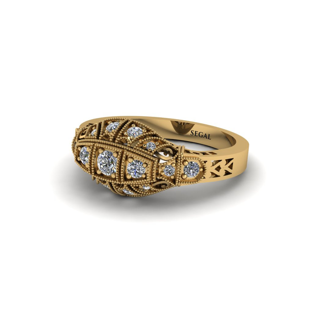 Diamond 3-Stones Art Deco Engagement Ring - Aniyah No. 1
