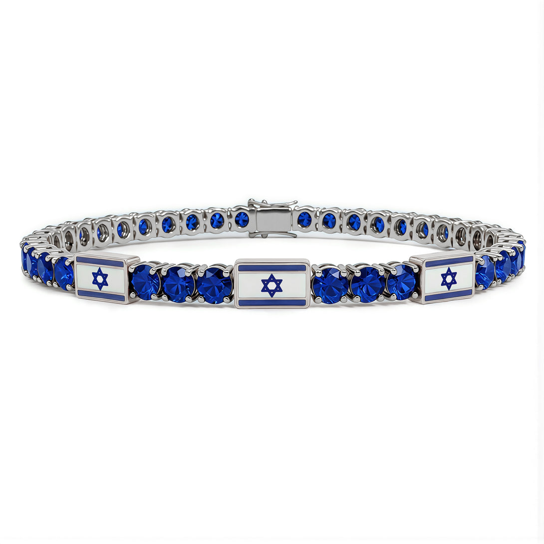 Sapphire Tennis Bracelet with Israeli Flag no. 15