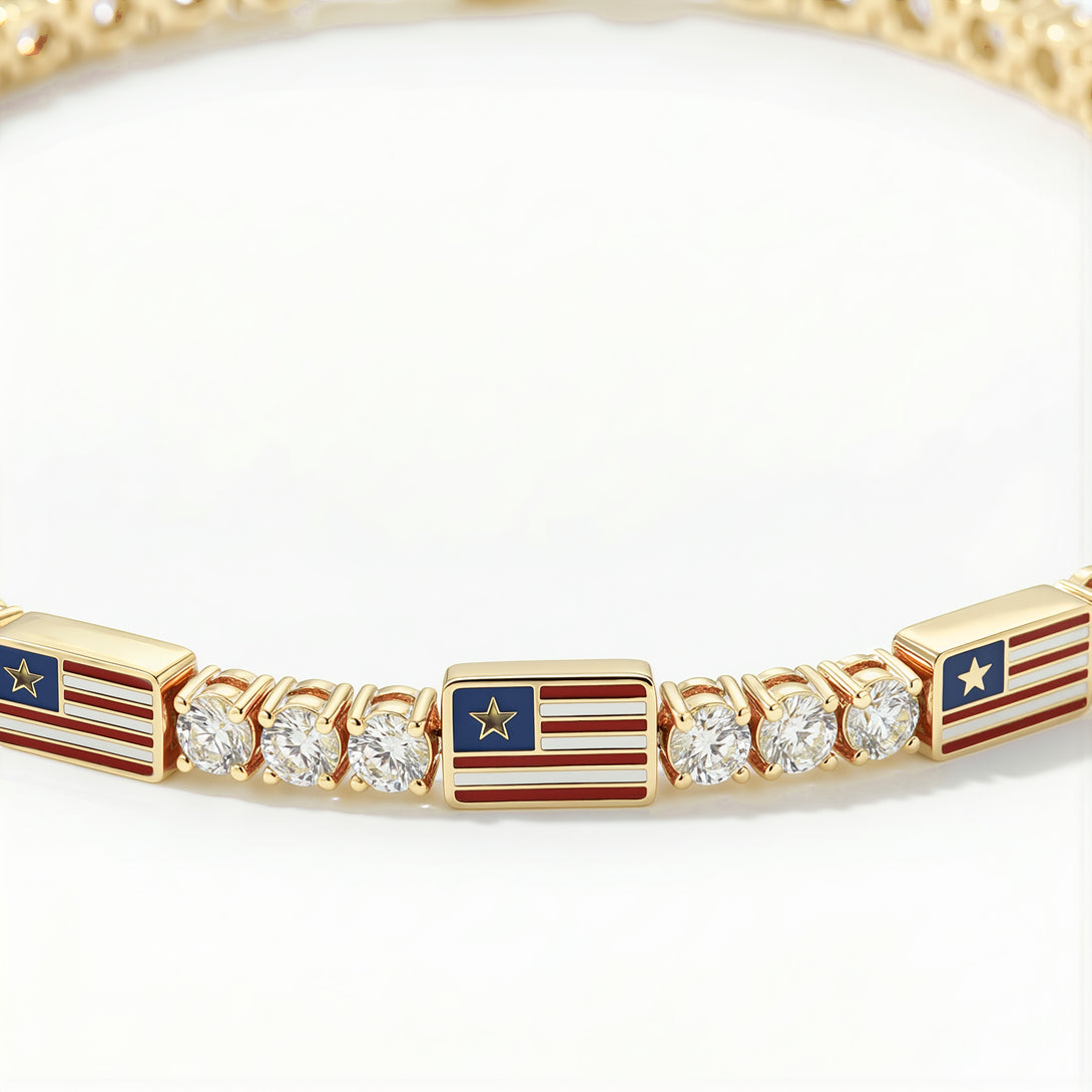 Diamond Tennis Bracelet with United States Flag no. 1