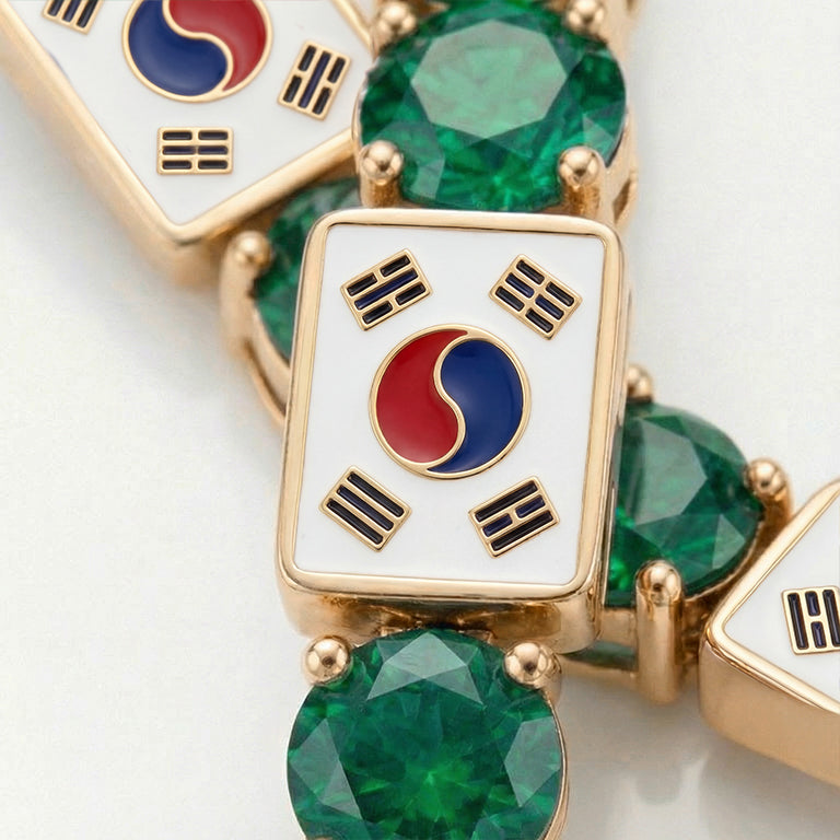 Emerald Tennis Bracelet with South Korea Flag no. 4