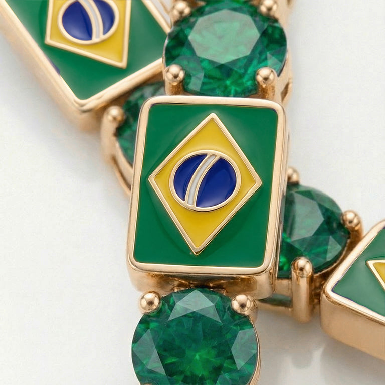 Emerald Tennis Bracelet with Brazil Flag no. 4