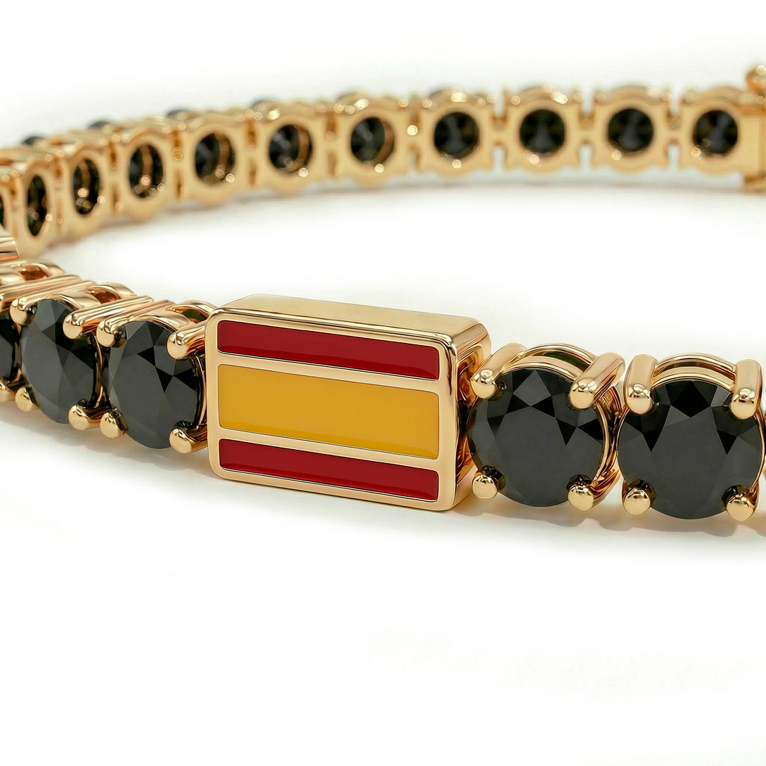 Black Diamond Tennis Bracelet with Spain Flag no. 7