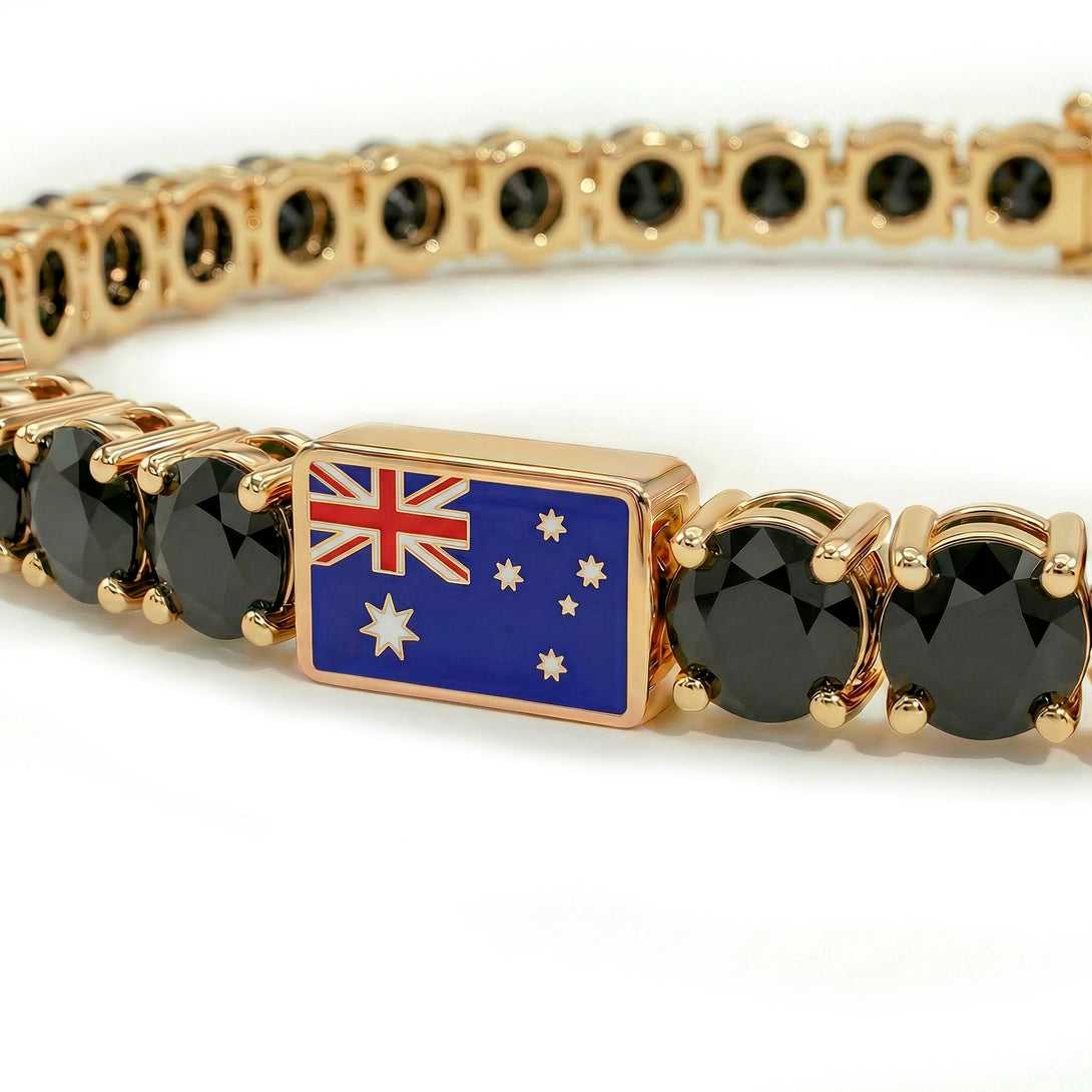 Black Diamond Tennis Bracelet with Australia Flag no. 7