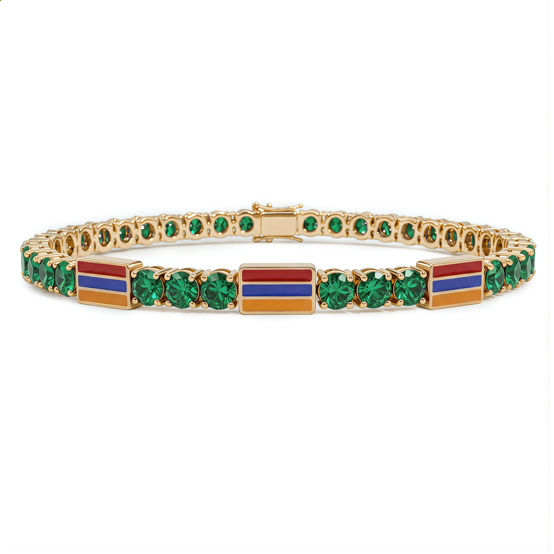 Emerald Tennis Bracelet with Armenia Flag no. 4