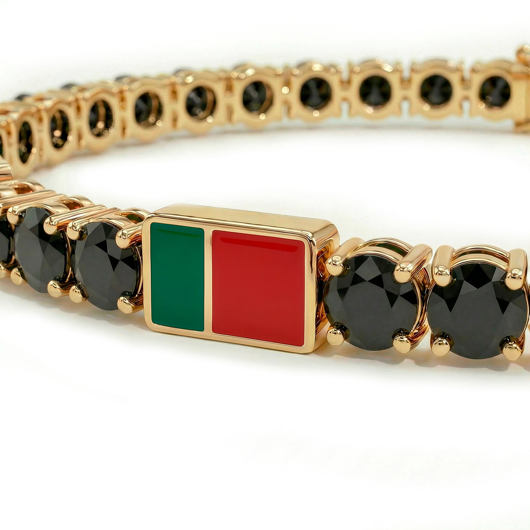 Black Diamond Tennis Bracelet with Portugal Flag no. 7