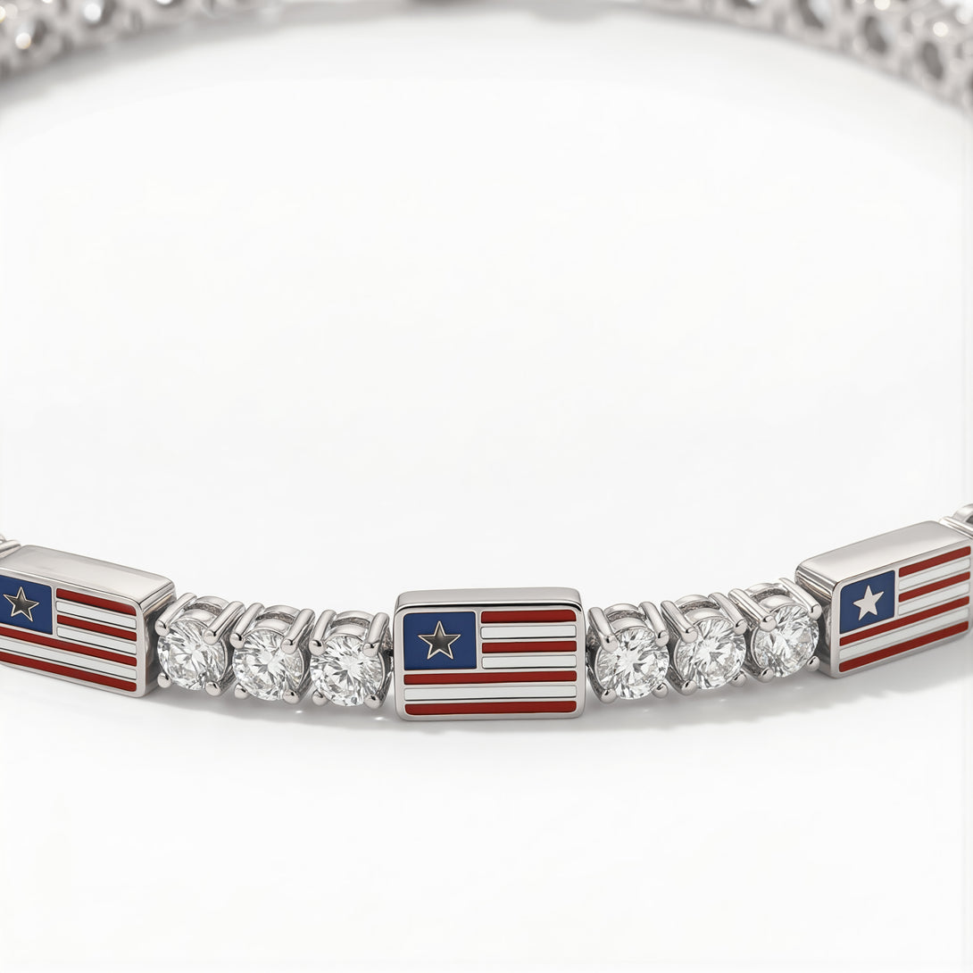 Diamond Tennis Bracelet with United States Flag no. 3
