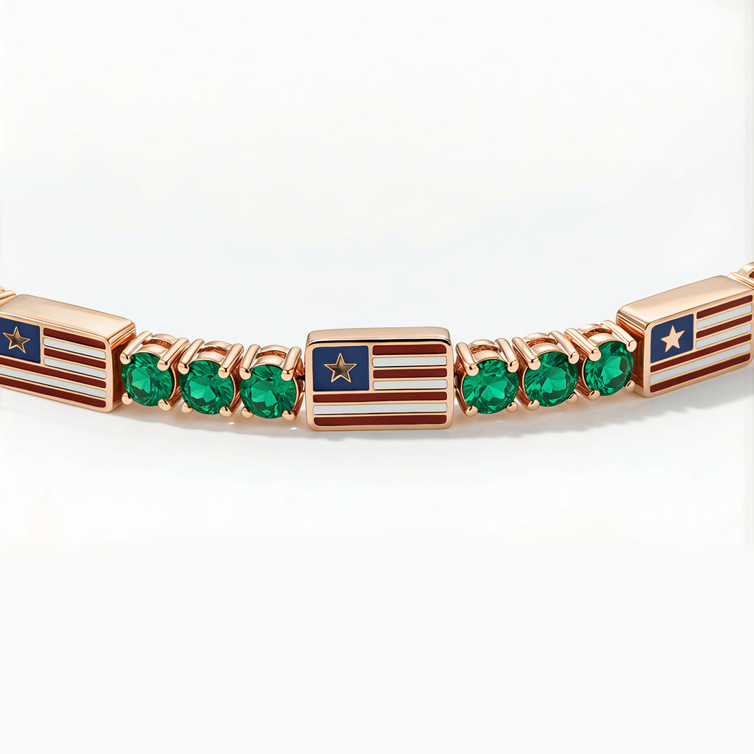 Emerald Tennis Bracelet with United States Flag no. 5